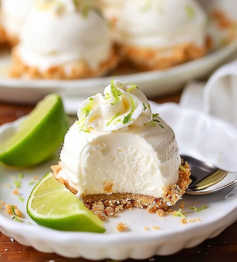 Easy Mini No Bake Key Lime Pie No Bake Key Lime Pie, No Bake Key Lime, Key Lime Filling, Key Lime Pies, Key Lime Pie Easy, Lime Pie Recipe, Key Lime Juice, Mini Pies, Lime Pie