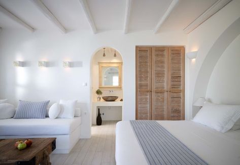 Naxos Greece . Villa Marandi . Bedroom Interior Straw Bale House, Interior Design Magazine, Design Del Prodotto, Eco House, Mediterranean Style, Bedroom Themes, Design Case, Interior Design Trends, 인테리어 디자인