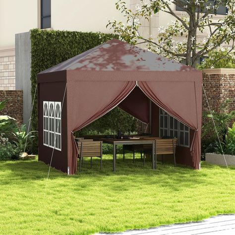 Experience awesomeness! Introducing Outsunny 3 x 3m Pop Up Gazebo, Wedding Party Canopy Tent Marquee with Carry Bag and Windows, Coffee, available now at an amazing price. #style #art #bedroomfurniture #freedeliveryuk #ukfurniture #kitchenfurniture #interiors #homedesignideas #Livingroomfurniture #interiorstyling Gazebo Party, Garden Shelter, Camping Gazebo, Party Canopy, Barbecue Garden, Pop Up Gazebo, Gazebo Tent, Outdoor Shelters, Gazebo Wedding