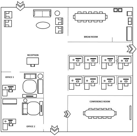 OFFICE LAYOUT Office Reception Floor Plan, Office Floorplan Layouts, Bullpen Office Layout, Simple Office Layout, Small Office Space Plan, Cafe Floor Plan, Office Layout Plan, Office Layouts, Office Space Planning