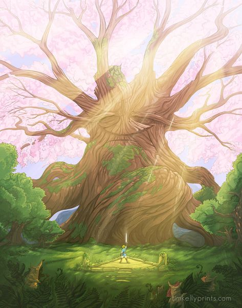 Botw Oc, Korok Forest, Great Deku Tree, Breath Of The Wild Art, Zelda Poster, Deku Tree, Poster Landscape, Wild Art, Harry Potter Artwork