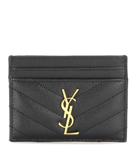 Monogram Quilted Leather Card Holder - Saint Laurent | mytheresa Monogram Quilt, Chevron Quilt, Leather Card Holder, Monogrammed Leather, Saint Laurent Bag, Midnight Black, Business Card Holders, Card Holder Leather, Quilted Leather