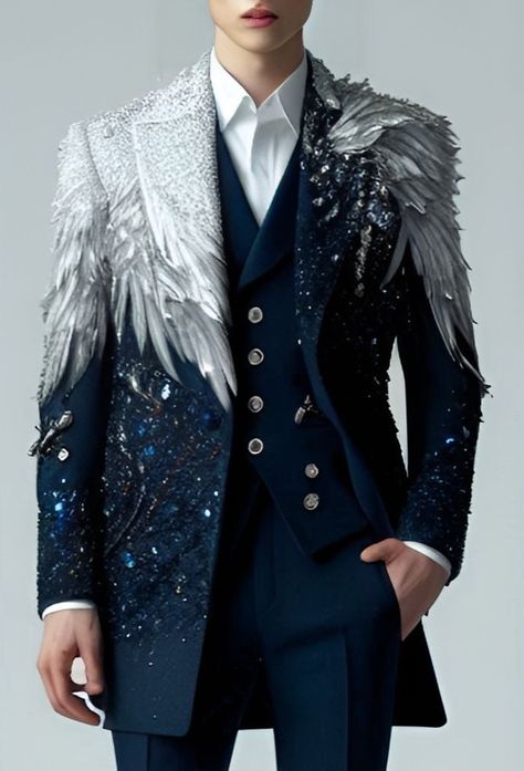 Butterfly Suit Men, Ringleader Outfit Male, Ideas For Winter Outfits, Outfits For Teenage Guys, Futuristic Clothing, Prince Clothes, Teenage Guys, Snowflakes Falling, Fancy Suit