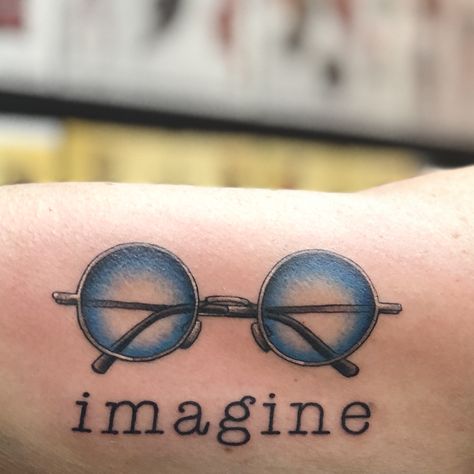 John Lennon Glasses Tattoo, Imagine Tattoo John Lennon, John Lennon Tattoo Ideas, John Lennon Tattoo, Imagine Tattoo, John Lennon Glasses, Glasses Tattoo, Sleeve Ideas, Sleeves Ideas