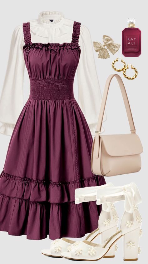 #purple #darkpurple #plum #coquette #fall #vintage #modestoutfit #outfitinspiration #churchoutfit #winter #summer #regency #coquetteaesthetic #modest Winter Modest Outfits, Modest Church Outfits, Modest Girly Outfits, Outfit Modest, Modesty Outfits, Nail Art Trends, Cute Modest Outfits, Fall Vintage, Modest Summer Outfits