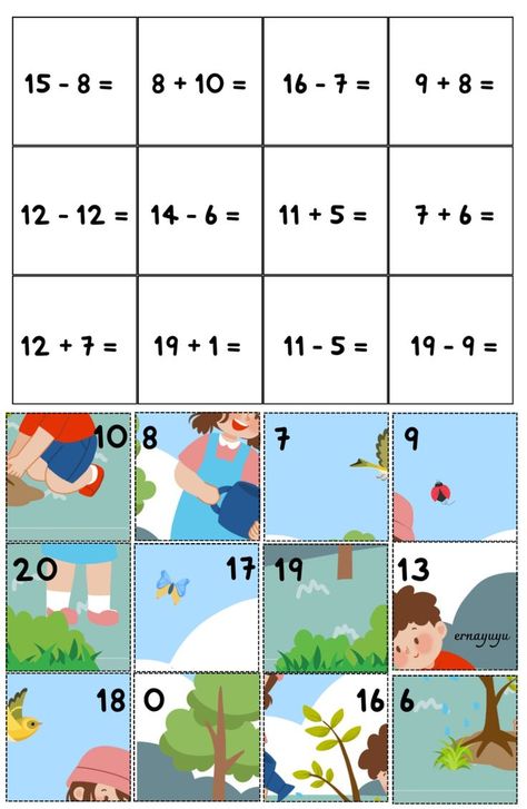 Matematik Prasekolah, Preschool Math Games, Preschool Activities Printable, Number Puzzle, Homeschool Preschool Activities, Kindergarden Activities, Fun Math Activities, Math Activities Preschool, Maths Puzzles