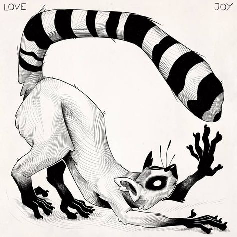 Ring Tailed Lemur Drawing, Cute Lemur Drawing, Lemur Tattoo, Lemur Drawing, Dude Drawing, Lovejoy Art, Lemur Art, Ring Tailed Lemur, Draw Kawaii