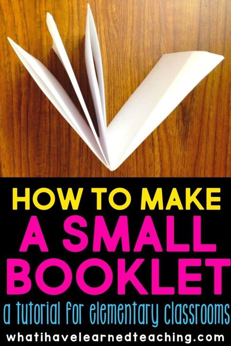 In my elementary classroom, I often needed students to record information in a quick and easy way, but not on a full sheet of paper. To make small spaces for students to record their thoughts, we would make these small booklets from a blank piece of paper.  Students fold and make a single cut then fold again. #littlebooklet #elementaryclassroom Booklet From One Sheet Of Paper, How To Fold Paper Into A Booklet, How To Make A Small Book Out Of Paper, Diy Booklet, Circle Ideas, Identifying Letters, Game Making, Small Booklet, Small Journal