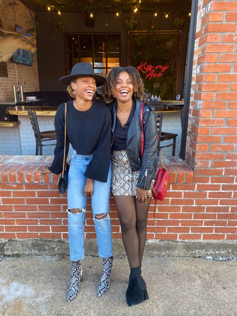 Booties, twins, style, mom fit jeans, gucci, ysl, fall style, look book, brick wall, snake skin, sister Snake Booties Outfits, Snakeskin Ankle Boots Outfit, Snake Skin Booties Outfit, Snakeskin Booties Outfit, Asos Boots, Snakeskin Ankle Boots, Jeans Gucci, Mom Fit Jeans, Boots Outfit Ankle