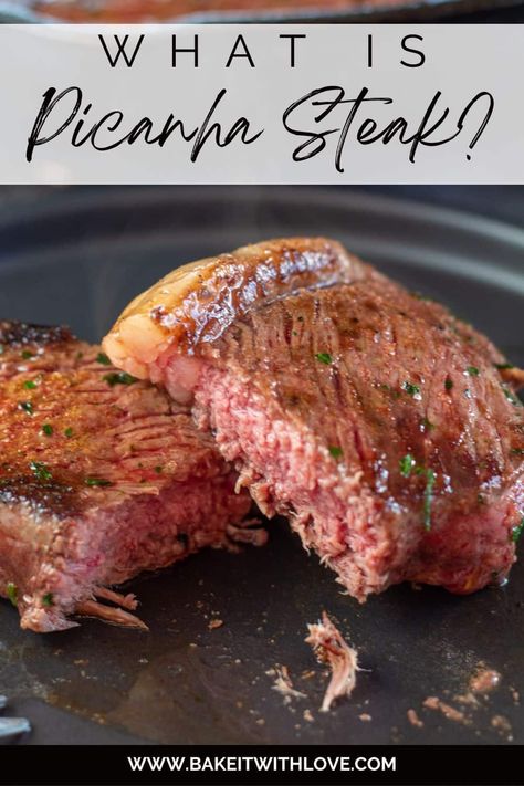 What is picanha beef cuts (roast or steaks) like these tasty pan seared steaks. Picana Steak Recipes Oven, How To Cook Picanha Steak, Pichana Steak Recipe, Picanha Recipes, Beef Picanha, Picanha Steak Recipe, Text Header, Picanha Steak, How To Reheat Steak