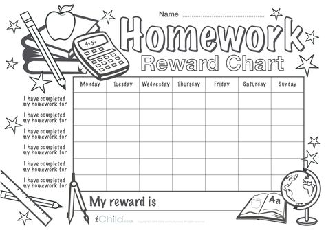 Homework Reward Chart - iChild Homework Reward Chart, Homework Reward System, Homework Incentive Chart, 2nd Grade Homework, Star Chart For Kids, Classroom Sticker Chart Reward System, Star Charts For Kids Reward System, Homework Schedule, Homework Checklist