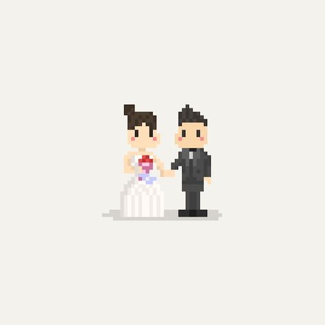 Wedding character.pixel art.8bit. | Premium Vector #Freepik #vector #pixel-character #pixel-icon #cartoon-card #8bit Couple Pixel Art, Pixel Couple, Character Pixel Art, Pixel Character, Wedding Icon, Wedding Elements, Minecraft Pixel Art, Wedding Illustration, Wedding Plan