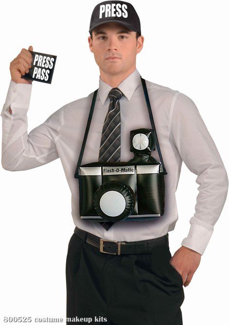 Paparazzi Kit Adult Description: Includes cap, press pass, and inflatable camera. Does not include shirt, tie, or pants.Quick Facts: Product Number Hollywood Party Games, Reporter Costume, Paparazzi Costume, Hollywood Party Theme, Halloween Kit, Hollywood Theme, Celebrity Photographers, Outfit Png, Paper Dress