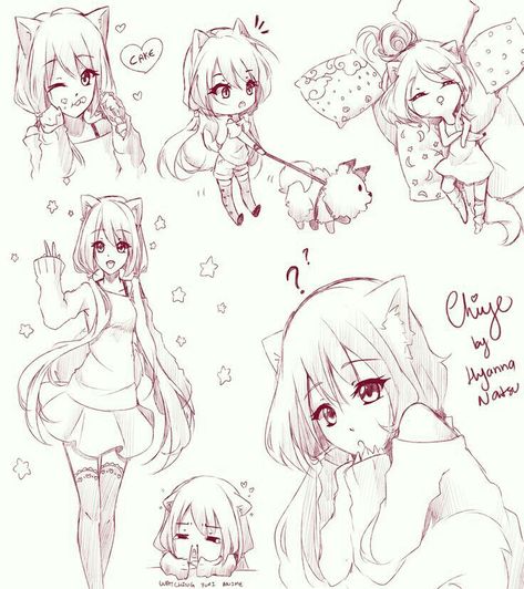 Hyanna Natsu, Sketch Page, Chibi Style, Art Manga, Chibi Drawings, Anime Drawings Tutorials, Cute Anime, I Love Her, Drawing Artwork