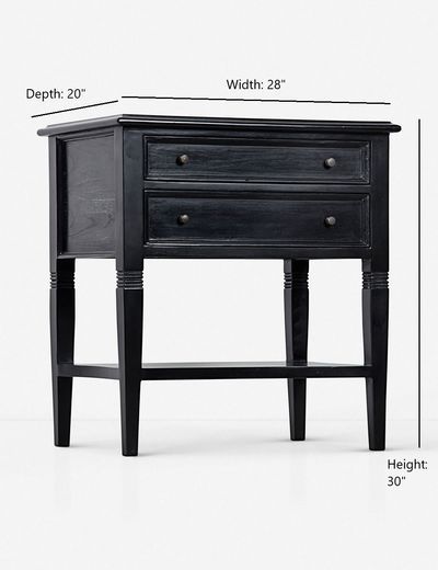 Luna 2-Drawer Nightstand, Hand Rubbed Black Traditional Bedrooms, Black Nightstand, Wooden Platform Bed, Carved Legs, Lulu And Georgia, Traditional Bedroom, 2 Drawer Nightstand, Black Furniture, Living Room Shop