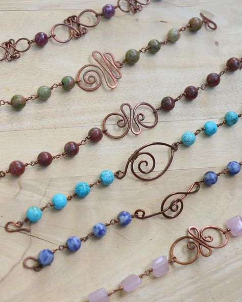 bracelets on bracelets! I made a whole batch of these bracelets because they were super fun to make! I wanted to include a variety of designs and crystal options, and they are all available! I’ll be posting them on my website today if anyone is interested in them! They are fully made with copper wire, and all real crystals, anywhere from unakite to red Jasper to rose Quartz! They all come with a handmade hook at the end and an extended copper chain for sizing options! Click the link in my ... Copper Chain, Red Jasper, Copper Wire, Diy Bracelets, Chain Link, Wire Jewelry, Rose Quartz, Copper, Handmade Jewelry