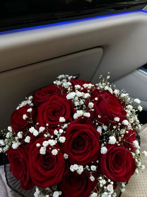 Red Bridal Flowers Bouquet, Wedding Red Bouquets, Red Roses And Baby Breath Bouquet, Red Prom Bouquet, Wedding Bouquets Red Roses, Red Roses Wedding Bouquet, Red And White Rose Bouquet, Rose Flowers Aesthetic, Wedding Bouquets Roses