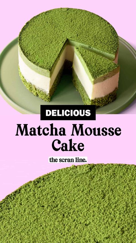 Matcha Yogurt Cake, Macha Cake, Matcha Cake Recipe, Matcha Mousse Cake, Desert Restaurant, Matcha Cakes, Weird Cakes, Matcha Sweets, White Chocolate Matcha