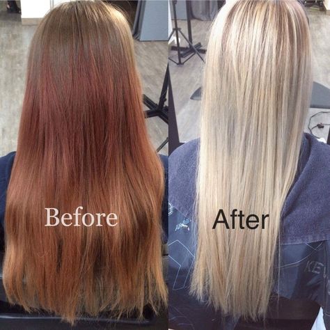 Red to blonde in one day Adding Blonde To Red Hair, Transition From Red To Blonde Hair, Blonde Hair Dyed Red, Red To Platinum Blonde, From Red To Blonde Hair Before And After, From Red To Blonde Hair, Red To Blonde Hair Before And After, Red To Blonde Hair, Blonde Hair Dyed