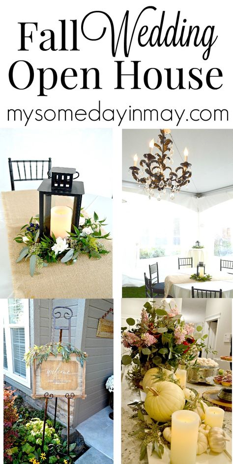 Wedding Open House Decorations, Bridal Open House Ideas, Grooms House Decorations, Fall Home Wedding Ideas, Wedding Reception Open House, Open House Wedding Shower Ideas, Open House Bridal Shower Ideas, Wedding Open House Ideas, Open House Wedding Reception