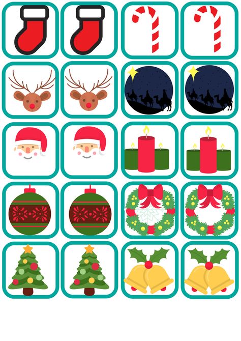 Christmas Memory Game, Chrismas Crafts, Bible Crafts Sunday School, Christmas Learning, Christmas Workout, Xmas Games, Christmas Games For Kids, Kindergarten Games, Christmas Kindergarten