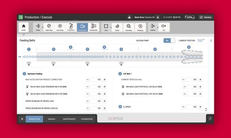 HMI Project | Coesia OPTIMATE – Neue User Interface Generation für COESIA Kopie Ui System, Human-machine Interface, Corporate Style, Web Technology, Vacuum Pump, Image Processing, Project Management, Machine Learning, User Interface