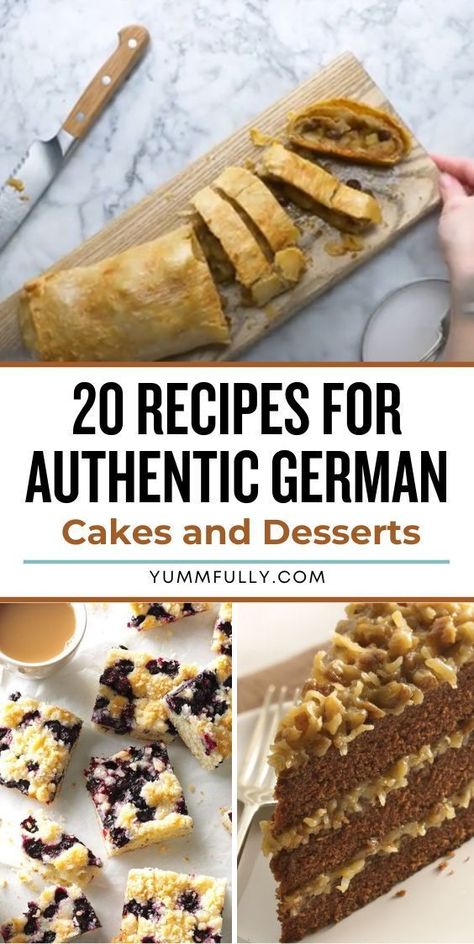 If you are a dessert connoisseur these Recipes for Authentic German Cakes and Desserts are a must-try. From luscious Black Forest cake to delicate apple strudel, these recipes offer an authentic taste of Germany’s sweet delights, making every bite a celebration of their renowned pastry craftsmanship. German Kuchen Recipes Coffee Cake, German Almond Cake, German Pastry Recipes, German Kuchen Recipes, German Desserts Easy, German Desserts Authentic, German Dessert Recipes, German Cuisine Recipes, Germany Recipes