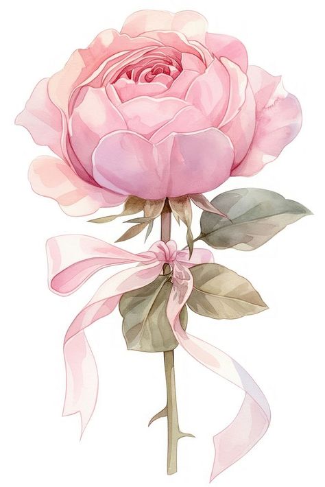 Elegant watercolor pink rose | free image by rawpixel.com / Tang Pink Aesthetic Art, Coquette Pink Aesthetic, Flower Vase Art, Green Coquette, Watercolor Flowers Pattern, Floral Cards Design, Botanical Flower Art, Flower Graphic Design, Rose Illustration