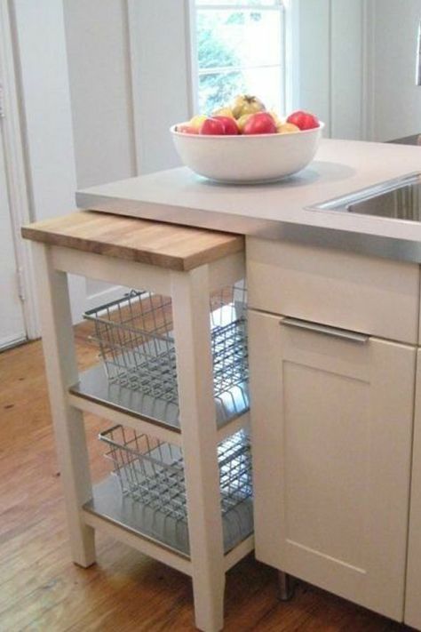 Serving Counter In Kitchen, Tiny Ikea Kitchen, Under Counter Storage, House Storage Ideas, Tiny House Storage Ideas, Kitchen Ikea, House Storage, Tiny House Storage, Budget Kitchen