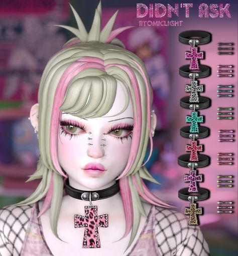 Sims 4 Emo Makeup, Sims 4 Cc Creepypasta, Sims 4 Decora Cc, Sims Necklace, Supernatural Outfits, Tumblr Sims 4, Nose Piercings, Zombie Girl, Sims 4 Characters