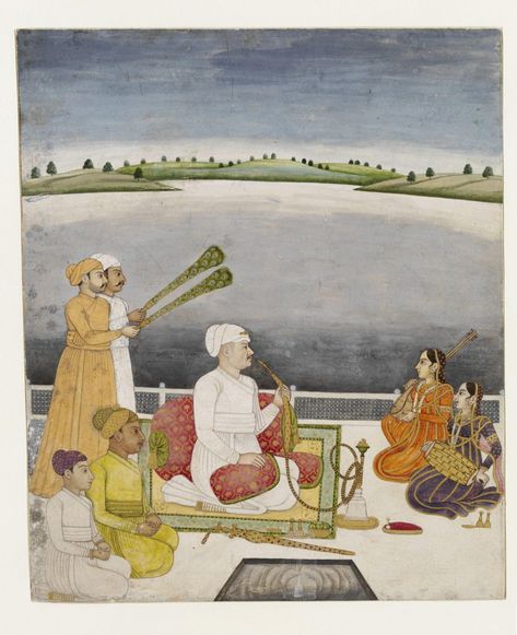 Painting | Unknown | V&A Explore The Collections Indian Miniature, Palace Garden, Indian Painting, Female Musicians, Indian Paintings, Print Painting, National Art, Historical Art, Traditional Paintings