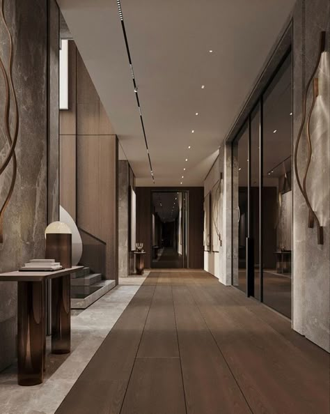 Luxury Corridor Design, Modern House Entrance Interior, Large Hallway Ideas, Luxury Corridor, Vstupná Hala, Corridor Design, Hotel Interior Design, Design Room, Modern Houses Interior