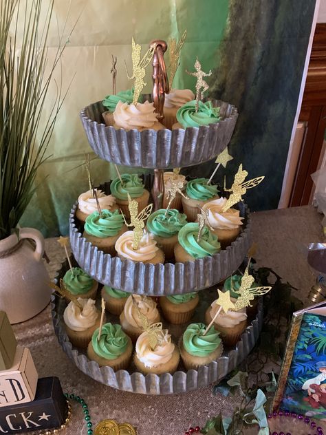 Peter Pan Gender Reveal, Boys Birthday Party Food, Neverland Party, Peter Pan Party, Tinkerbell Party, Boys Birthday Party, Birthday Party Food, Tea Party Ideas, Baby Shower Cupcakes