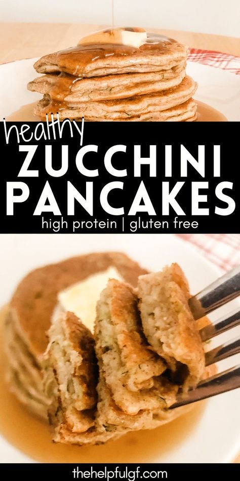 Start your day with a delicious breakfast option: healthy zucchini pancakes! Whether you're looking for a gluten-free option or a high-protein meal, these zucchini protein pancakes are your answer. They're not only light and fluffy, but they're filled with fresh zucchini, making them both tasty and nutritious. With a few simple ingredients and a few minutes, you'll have a satisfying breakfast. | Easy Gluten Free Recipe | Easy Breakfast Recipe | Easy Pancake Recipe | Protein Pancakes | Zucchini Pancakes Recipe, Zucchini Protein, Zucchini Health Benefits, Gluten Free Pancake Mix, Protein Pancake Mix, Zucchini Pancakes, Pancake Calories, Fresh Zucchini, Gluten Free Vegetarian Recipes