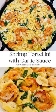 Shrimp Pesto Tortellini, Cream Spinach Tortellini Shrimp, Creamed Spinach Tortellini With Shrimp, Shrimp Spinach Tortellini, Shrimp And Chicken Tortellini, Ravioli Recipe With Shrimp, Scallop Tortellini Recipes, Dinner Ideas For Shrimp, Seafood Dinner Ideas For Two