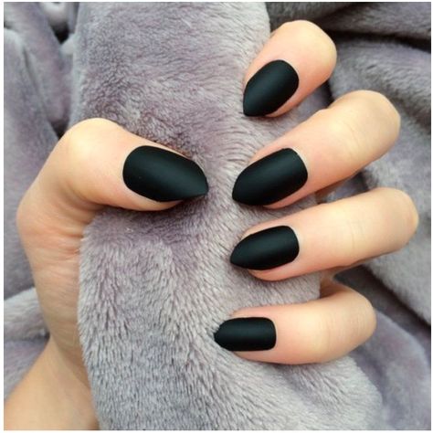 Matte black almond nails Black Almond Nails, Stiletto Nails Short, Unghie Nail Art, Matte Black Nails, Plain Nails, Short Almond, Stiletto Nails Designs, Super Nails, Black Nail