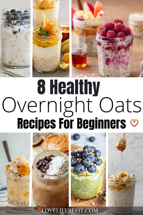 Easy Overnight Oats Recipes, Oats In A Jar, Healthy Overnight Oats, Overnight Oats In A Jar, Best Overnight Oats Recipe, Overnight Oats Recipes, Chocolate Blueberry, Vegan Overnight Oats, Easy Overnight Oats