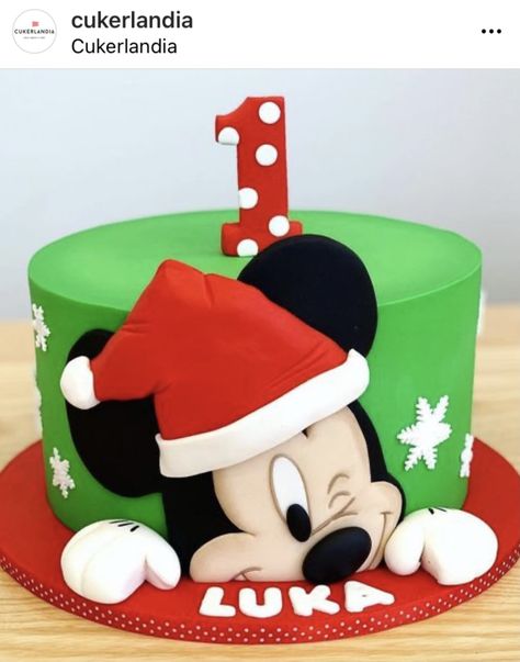 Mickey Christmas Birthday Party, Mickey Mouse Christmas Cake, Mickeys Christmas Party, Christmas Birthday Cake, Nightmare Before Christmas Cake, Birthday Cupcakes Boy, Friends Birthday Cake, Mickey Mouse Birthday Cake, Baby Boy Birthday Cake