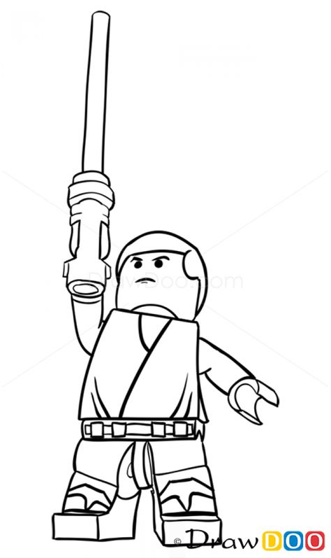 How to Draw Luke Skywalker, Lego Starwars Lego Star Wars Tattoo, Luke Skywalker Drawing, Luke Skywalker Lego, Lego Tattoo, Star Wars Patch, Spiderman Tattoo, Lego Spiderman, Kittens Coloring, Zentangle Animals