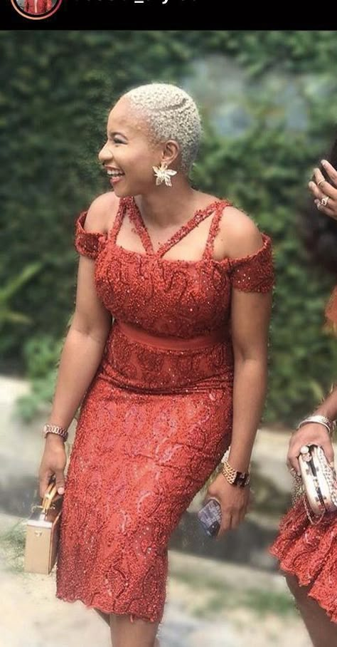 Short Lace Gown Styles For Weddings - 9JAINFORMED Short Gowns Lace Asoebi, Short Owanbe Lace Dress, Owanbe Styles For Lace Short Gown, Latest Short Gown Lace Asoebi Styles, Short Lace Styles Asoebi, Lace And Short African Dress, Short Lace Gown Styles Aso Ebi, Lace Dress Designs Classy, Short Lace Gown