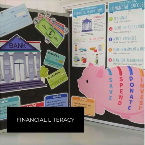 Financial Literacy Classroom Decor, Personal Finance Bulletin Board, Money Bulletin Board, Financial Literacy Bulletin Board, Financial Poster, Economics Poster, Finance Poster, Literacy Display, Business Teacher