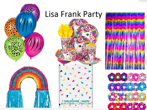 Lisa Frank Cup Tumbler, Diy Lisa Frank Party, Lisa Frank Decorations, Lisa Frank Pool Party, Lisa Frank Backdrop, Lisa Frank Centerpieces, Lisa Frank 30th Birthday Party, Lisa Frank Party Favors, Lisa Frank Themed Party