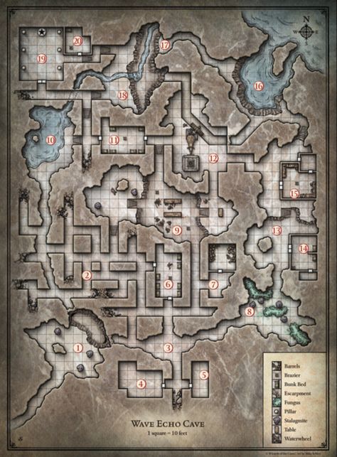 Wave Eco Cave Wave Echo Cave, Lost Mines Of Phandelver, Dnd World Map, Virtual Tabletop, Tabletop Rpg Maps, Unique Maps, Rpg Map, Forgotten Realms, Dungeon Maps