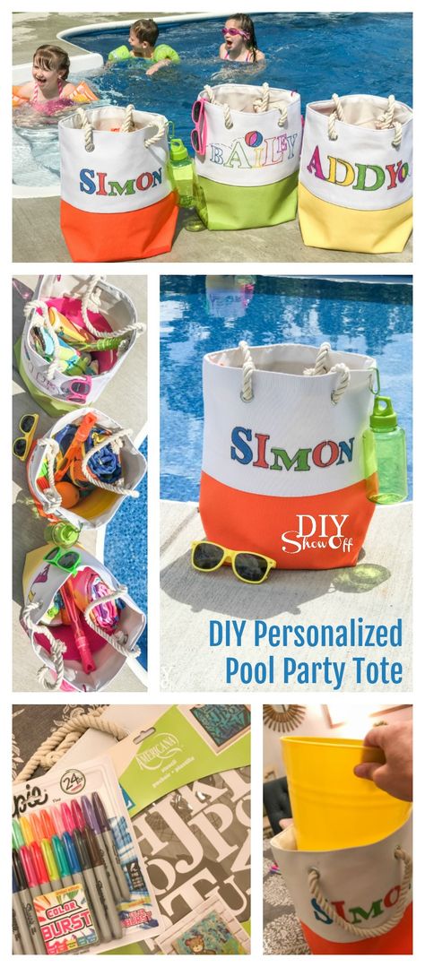 Pool Party Gift Bags For Kids, Pool Party Crafts, Sun Gifts, Pool Party Diy, Pool Party Gift, Party Hostess Gifts, Pool Gifts, Hostess Gift Ideas, Pool Party Kids