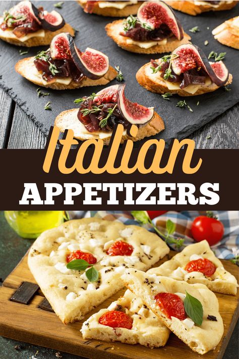 These Italian appetizers are the perfect way to start a meal! From bruschetta to meatballs, everyone will gobble up these delicious Italian finger foods. Wedding Cocktail Hour Food Italian, Easy Italian Appetizers, Italian Appetizers Party, Italian Finger Foods, Italian Starters, Italian Appetizers Easy, Italy Night, Italian Recipes Appetizers, Italian Buffet