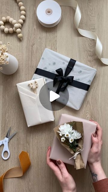 Francesca Stone on Instagram: "🎁 Easy Gift Wrap 🎁 This has got to be one of my favourite ways to wrap a gift. It’s simple, quick and the folds create the perfect pockets to add cards, greenery or a cute little Christmas decoration. I’ve put the full instructions below! Save this post to come back to when you’re ready to wrap! 1. Using the same amount of wrapping you would usually use to wrap the gift, place the present in the centre of the paper and move it down an inch or two. There should be enough paper at the bottom to fold and close. 2. Fold the top over the front of the gift. Holding in place press in the sides in creating two triangular flaps on each side. 3. Fold the front flaps forward first, followed by the second pieces. Hold in place with a piece of double sided tape (or fo Simple Gift Wrapping, Easy Gifts, Christmas Gifts, Gift Wrapping, Christmas Decorations, Christmas, Gifts