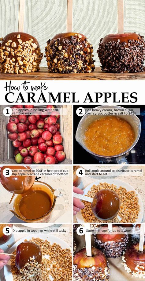 Caramel is notoriously fussy, so I wanted to make a reliable and easy recipe so you can enjoy homemade caramel apples this fall. I tested recipes at home, made caramel apples alongside a pastry chef, and noted all the mistakes I've made along the way (there's a lot!). Taffy Apple Recipes, Carmel Apple Recipes Homemade, Fun Caramel Apples, Best Caramel For Apples, Foods To Make And Sell From Home, Carmel Apple Pops Recipe, Easy Recipe For Carmel Apples, Pretty Caramel Apples, Carmel Apples Recipe How To Make