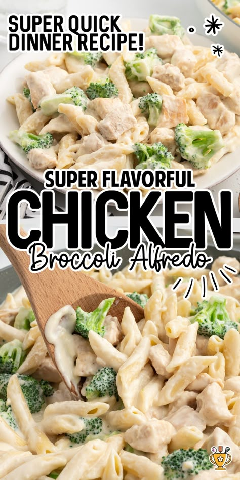 Make this easy Chicken Broccoli Alfredo with tender chicken, creamy sauce, and fresh broccoli in under 30 minutes for a delicious family dinner. Pasta Alfredo With Broccoli, Chicken And Broccoli Recipes Easy, Chicken Brocolli Alfredo, Easy Chicken Broccoli Alfredo, Chicken Alfredo With Broccoli, Chicken Broccoli Alfredo Pasta, Easy Chicken Fettuccine Alfredo, Broccoli Alfredo Pasta, Chicken And Broccoli Alfredo