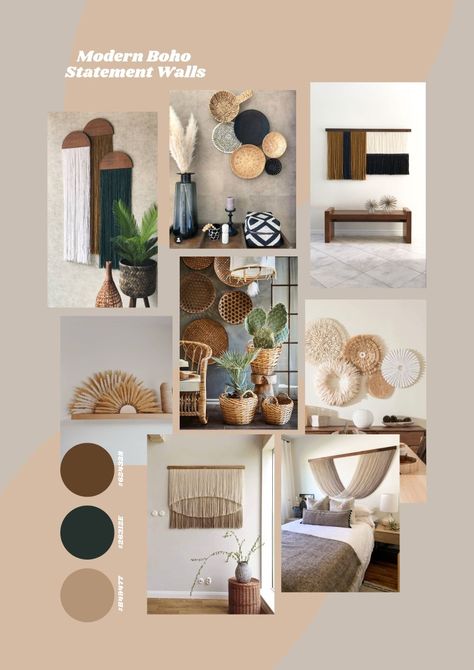 Boho Interior Mood Board, Melody Room, Materials Board, Statement Walls, Interior Design Basics, Interior Design Sketchbook, Materials Board Interior Design, Mood Board Interior, Interior Design Moodboard