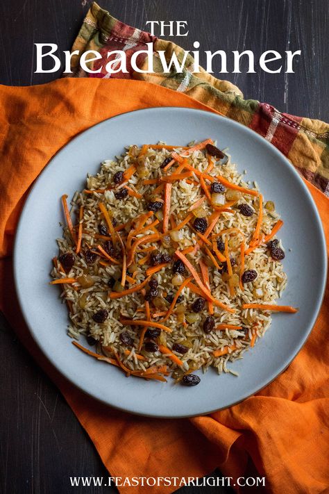 A recipe for traditional Afghan rice, kabuki pulao, inspired by the Oscar nominated animated movie, The Breadwinner. #thebreadwinner #recipes #rice Afghan Rice, Feast Of Starlight, The Breadwinner, Afghan Food Recipes, Recipe List, Pulao Recipe, National Dish, Middle Eastern Recipes, Rice Dishes